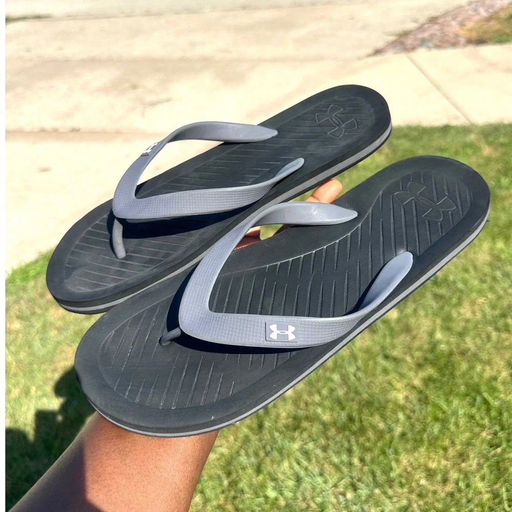 Under Armour Men's Atlantic Dune Flip Flop Thong Sandals Size 10-11 Black Gray